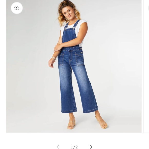 Coco+Carmen Cropped Denim Overalls - Picture 1 of 3